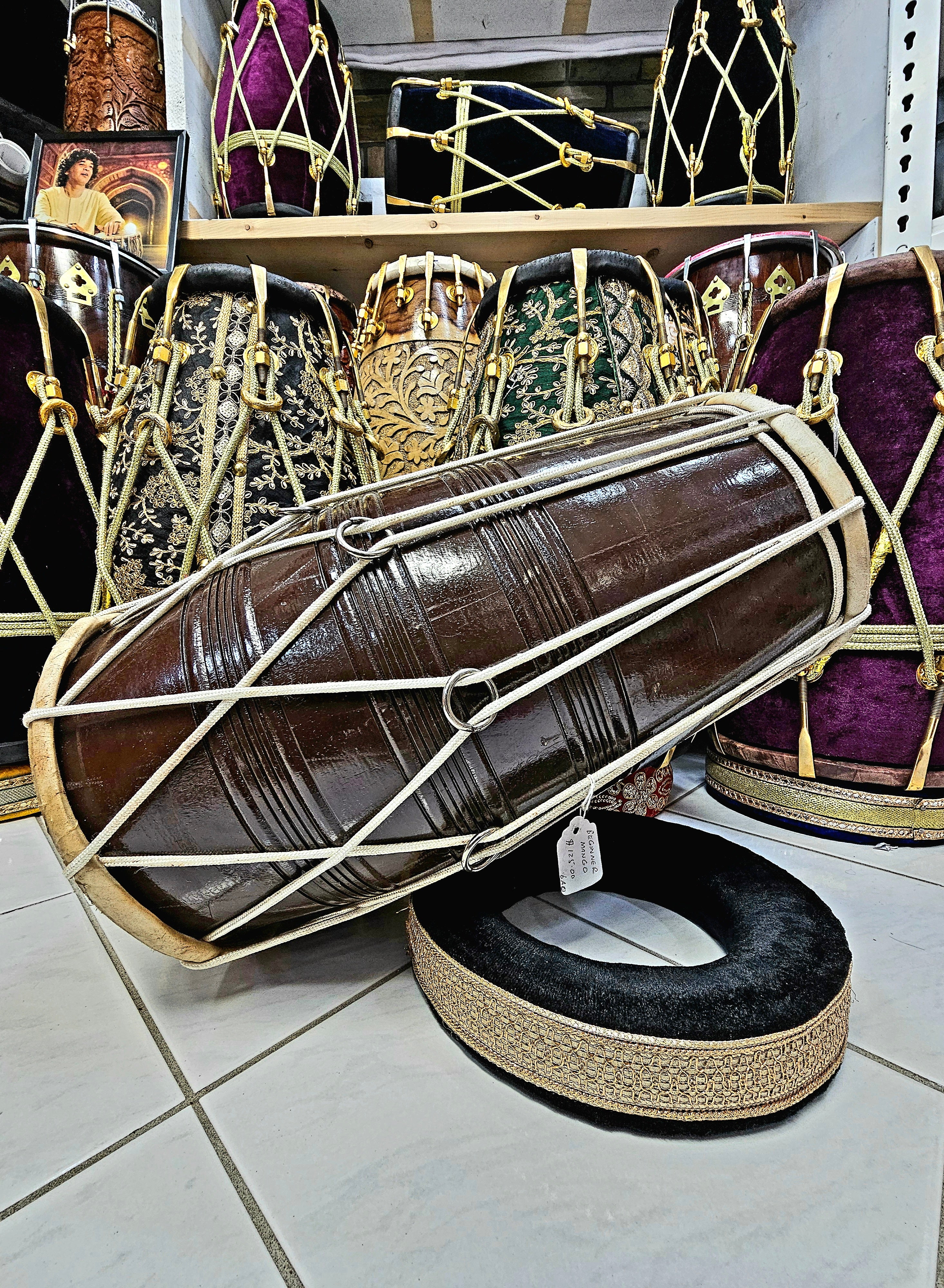 Natural Harmony: Brown Mango Wood Student Quality Roped Dholak