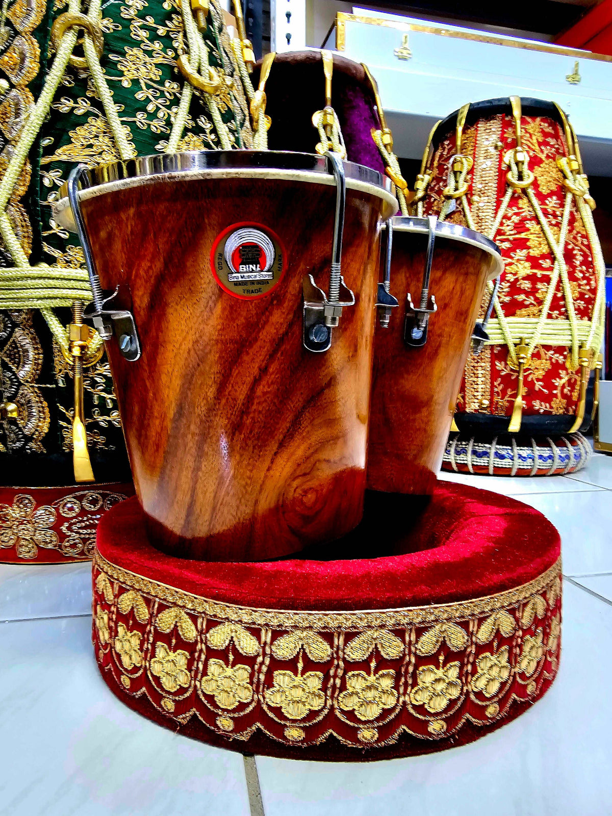 Bina Resonance: Wooden Bongos with Minor Artfully Repaired Cracks