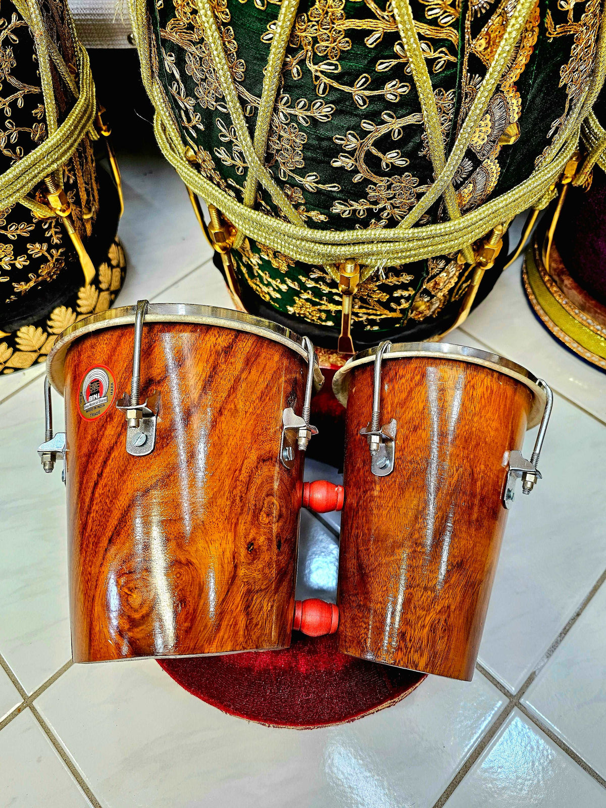 Bina Resonance: Wooden Bongos with Minor Artfully Repaired Cracks