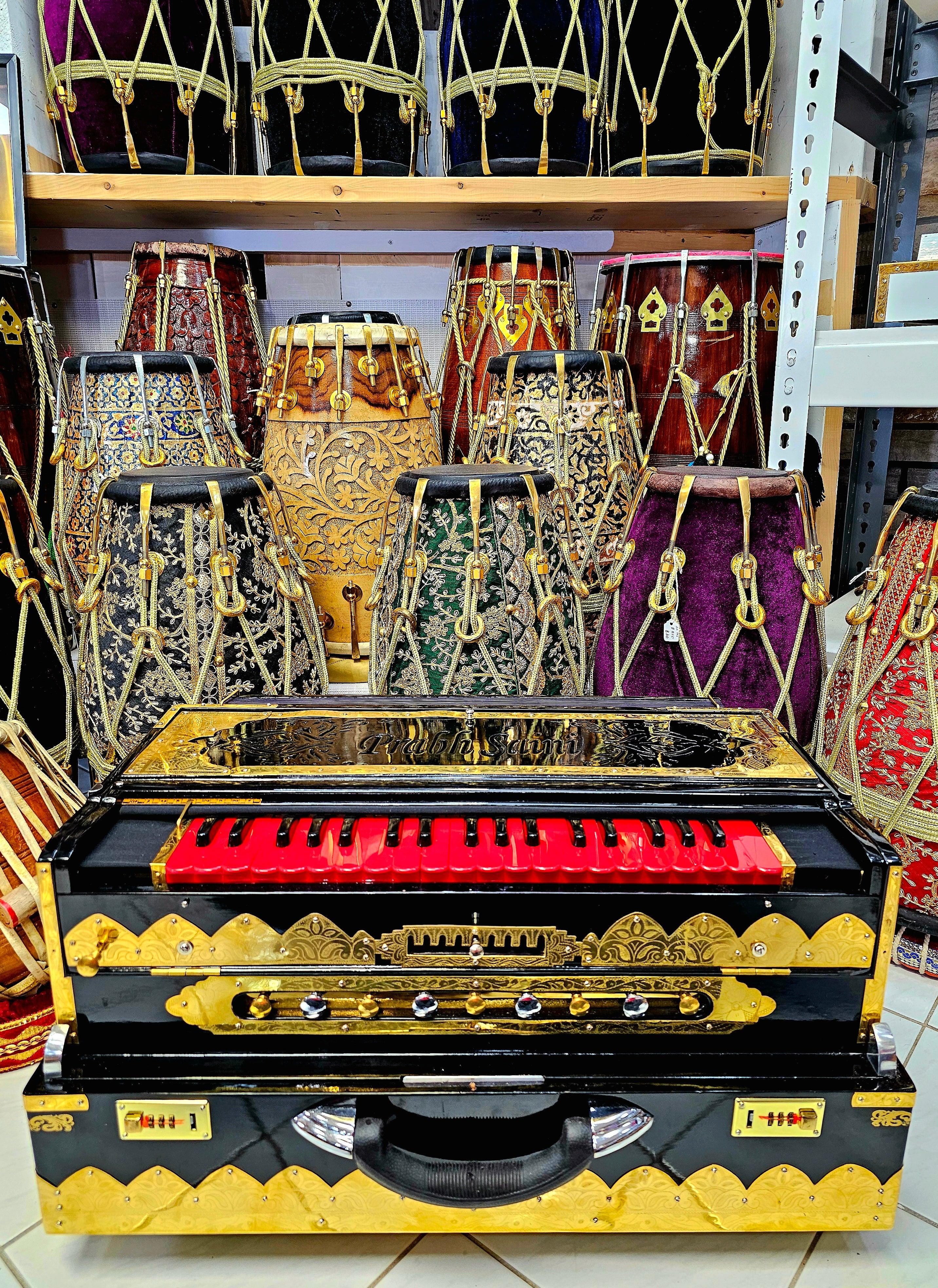 Prabh's Harmonious Ensemble: 3 Reed BMF 9 Scale Changer with Plain Red and Black Keys and Extra Golden Accessories