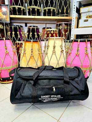Open image in slideshow, Melody Guard: Sangeet Vidyalaya Black Interior Padded Dholak Bag (Available in 24&quot; &amp; 23&quot; Sizes)
