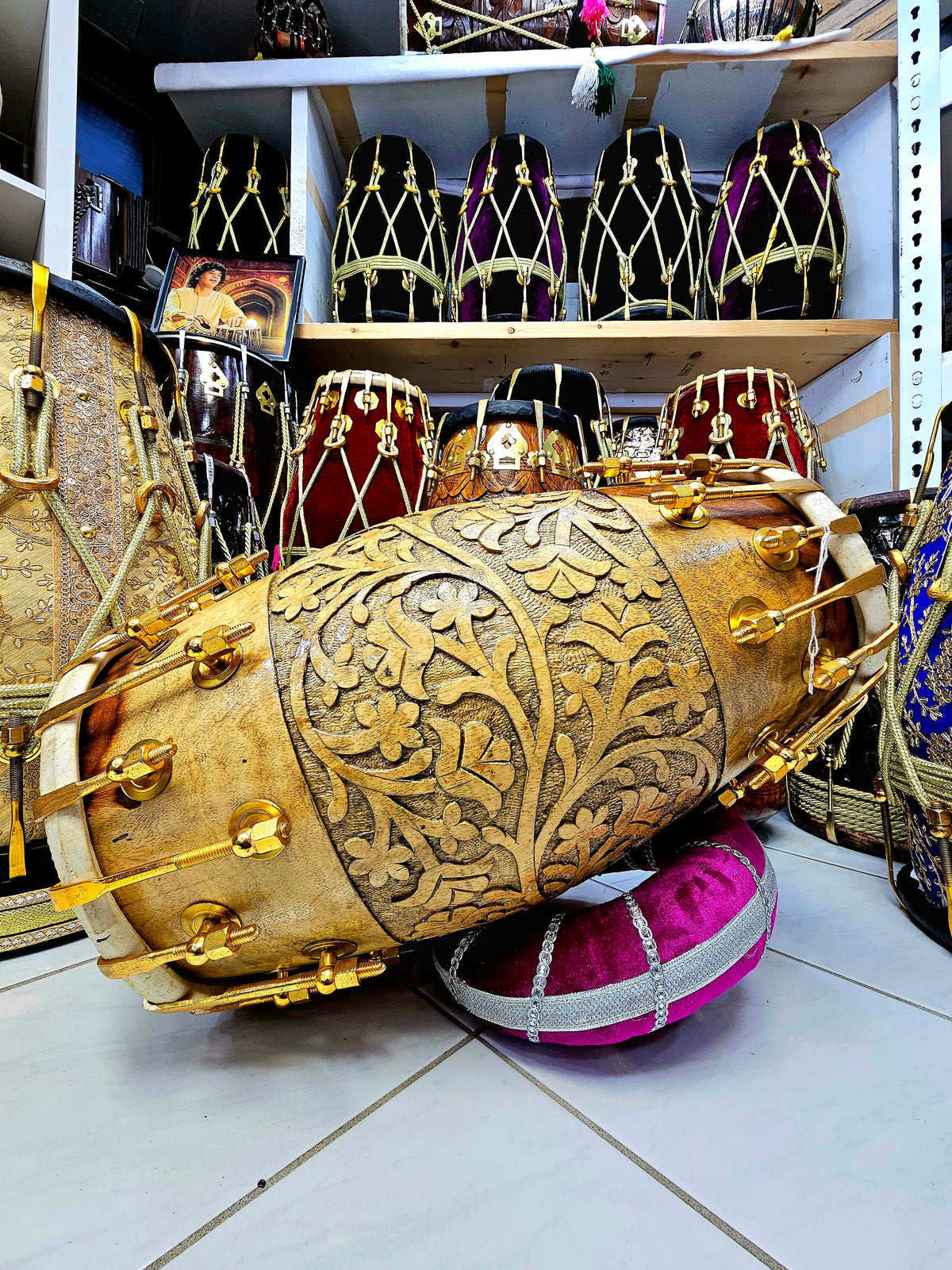 Golden Blossom Rhapsody: The Bollywood Floral Haven Dholak