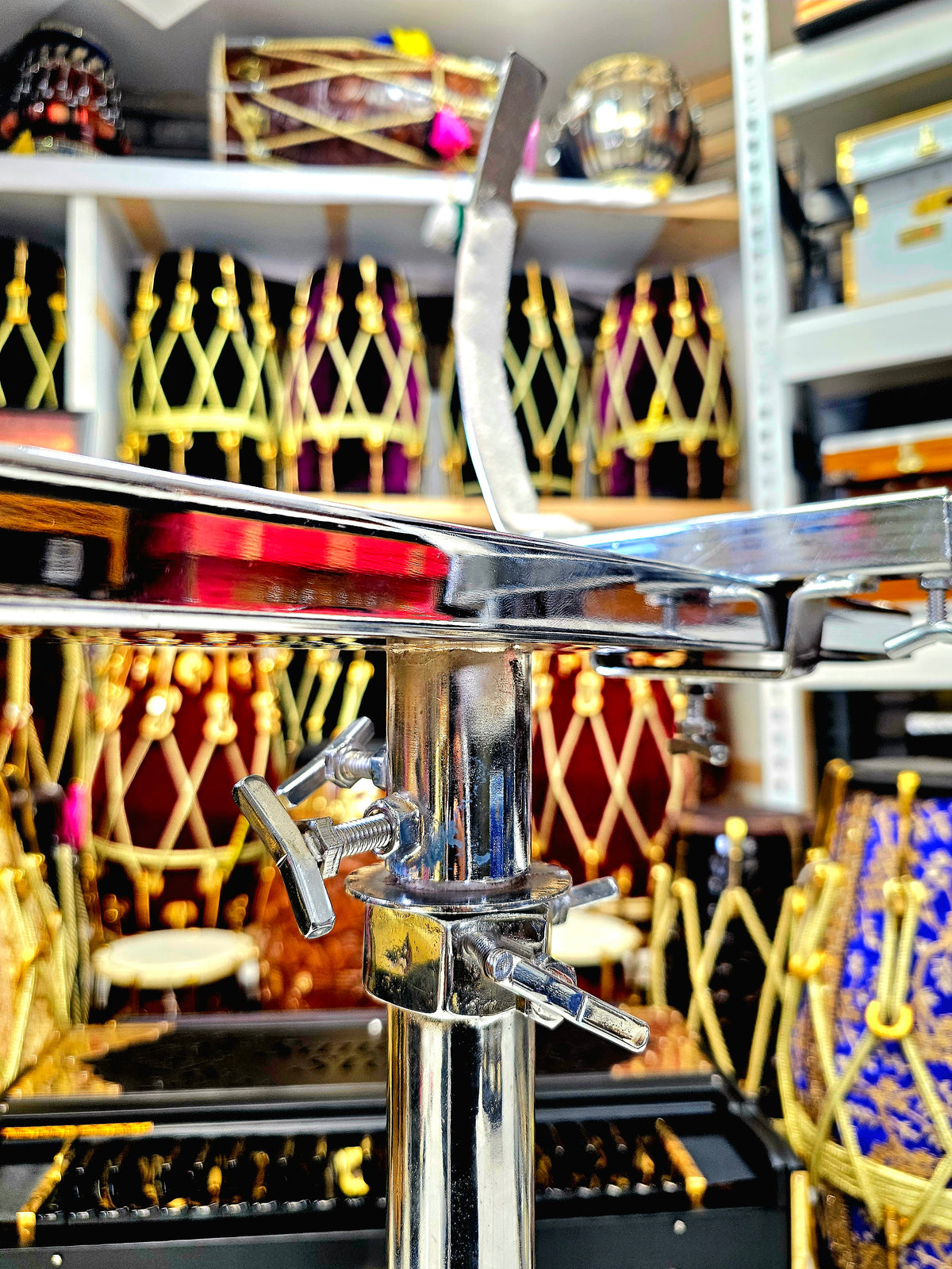 Silver VersaStand: Adjustable Dhol and Dholak Stand