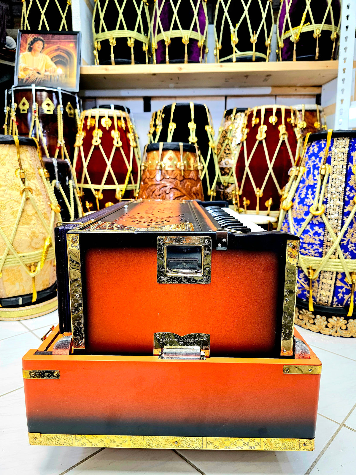 Sunset Symphony: Matte Orange & Black 9 Scale-Changer 3 Reed MMF Harmonium *Very Minor Cosmetic Defects*
