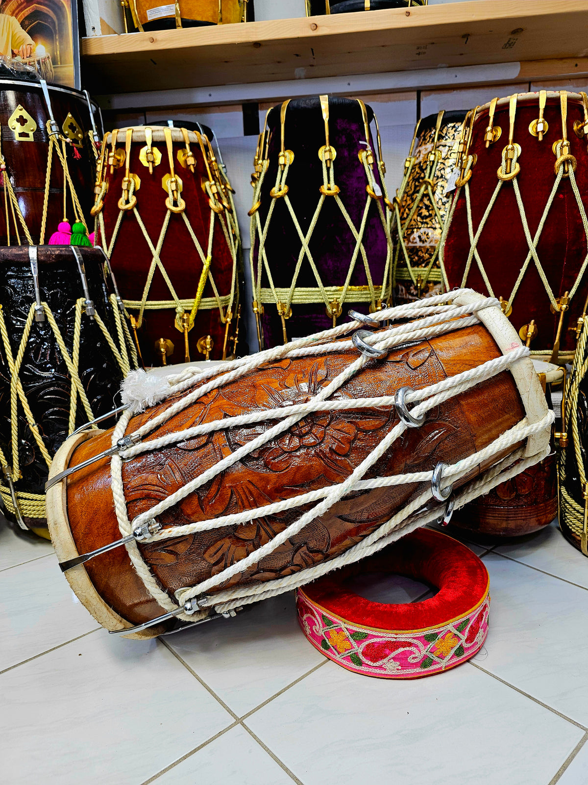 Heritage Craft Concert Dholak: Encarved Sheesham Hybrid Roped & Bolted Edition