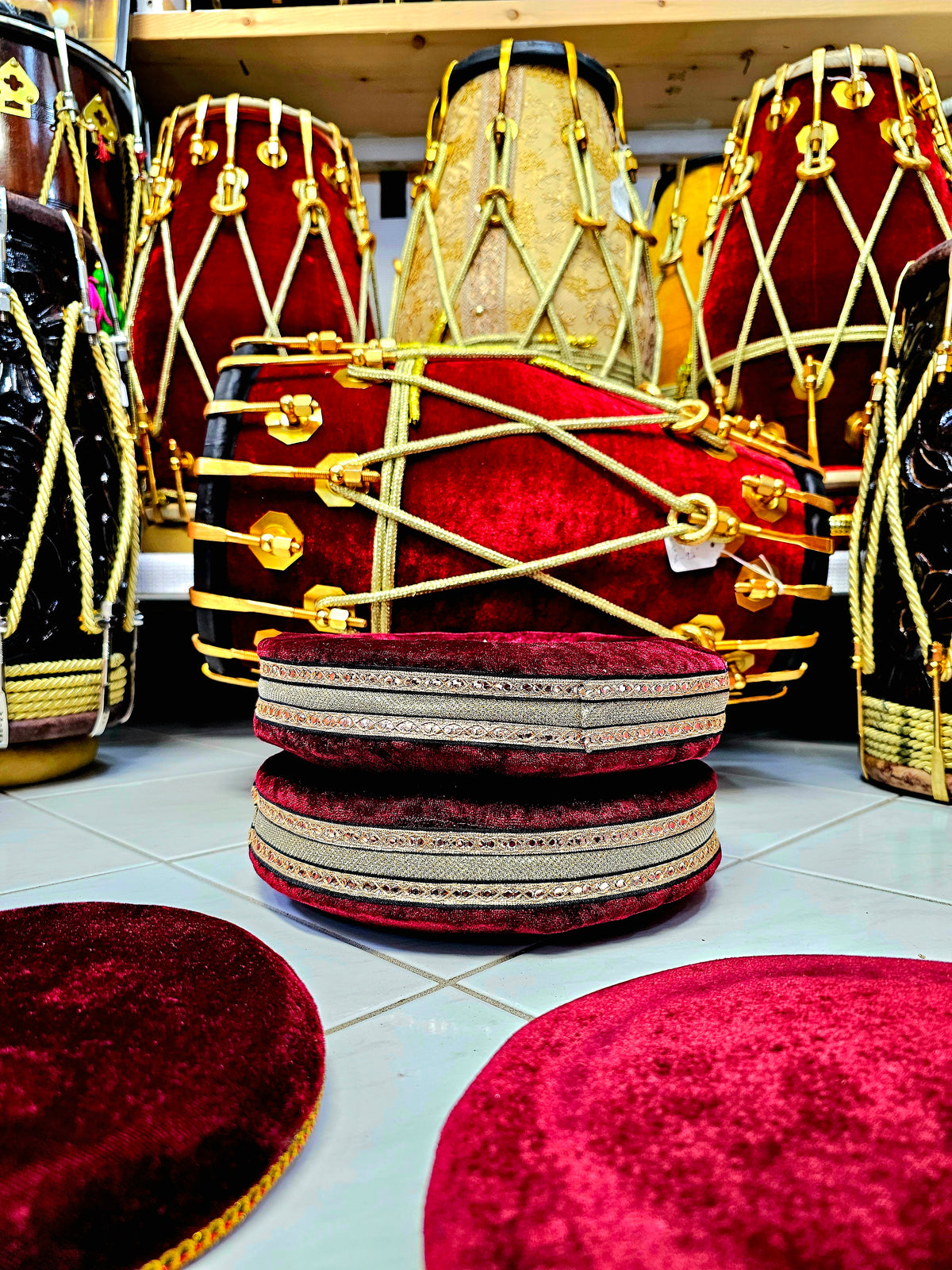 Crimson Royale Premium Tabla Rings Set - Sangeet Store