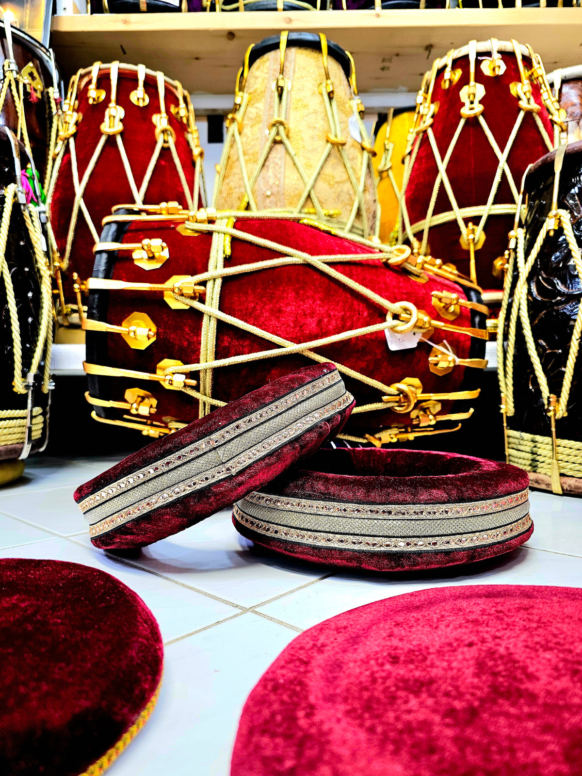 Crimson Royale Premium Tabla Rings Set - Sangeet Store