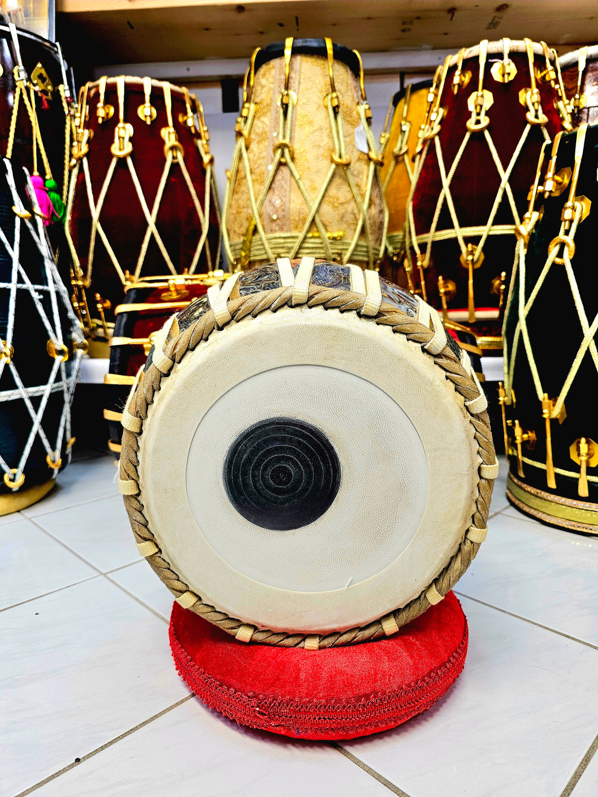 Regal Bronze Engraved 4.3kg Copper Bayan – 9.5" Nylon-Strapped Precision - Sangeet Store