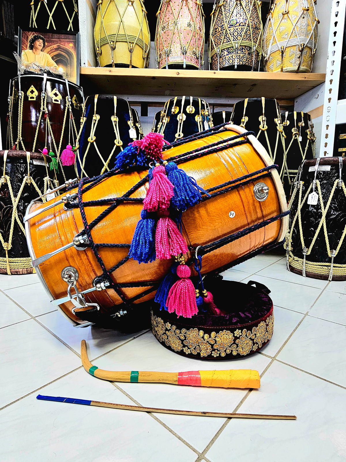 Navi Rang Fusion: Compact Professional Mango Wood Dhol – Half-Roped, Half-Bolted Edition *Adjusted for Sasheen in South Africa*