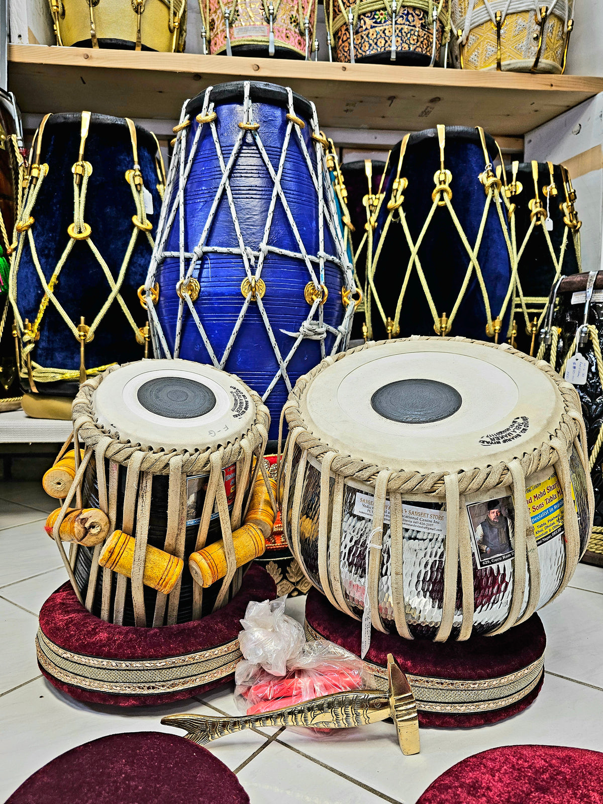 Echoes of Silver: 9.25" 4.7KG Silver-Copper Bayan & 5.75" Red Sheesham Dayan (F/F#/G) Mohd. Sharif Tabla Set