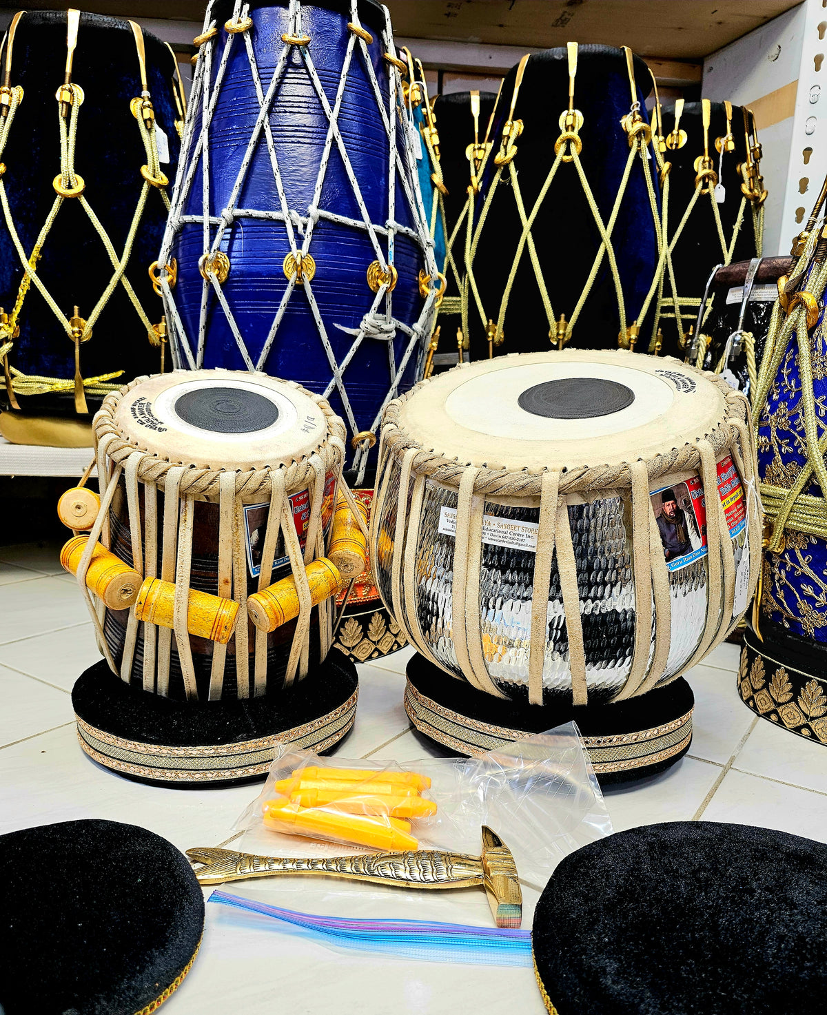 Rhythm Alchemy: 9.25" 4.7KG Silver-Copper Bayan & 6" D/D# Red Sheesham Dayan Mohd. Sharif Tabla Set