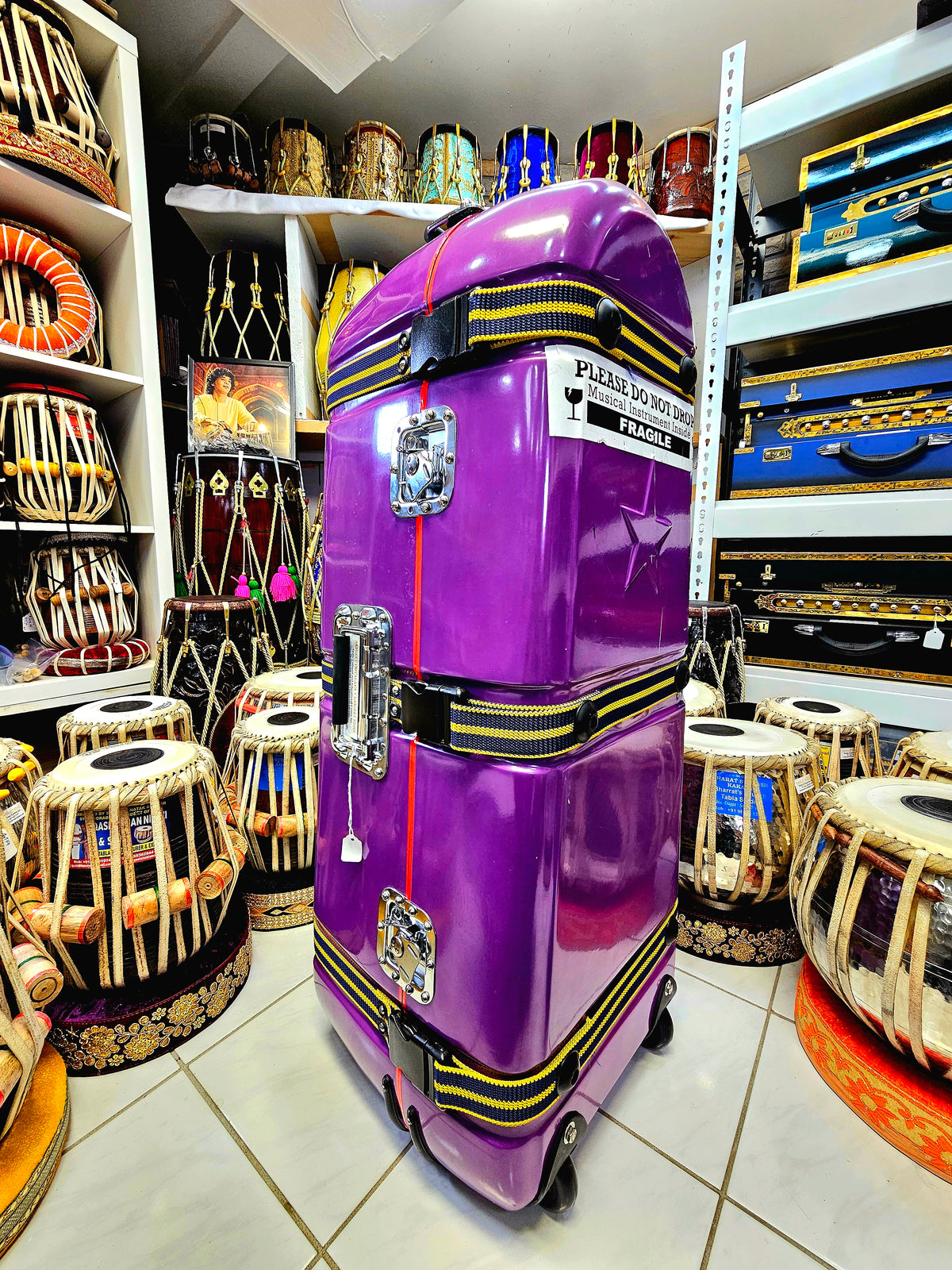 Gently Used: Vibrant Violet Trio Case: Purple 3-Piece Tabla Case - Sangeet Store
