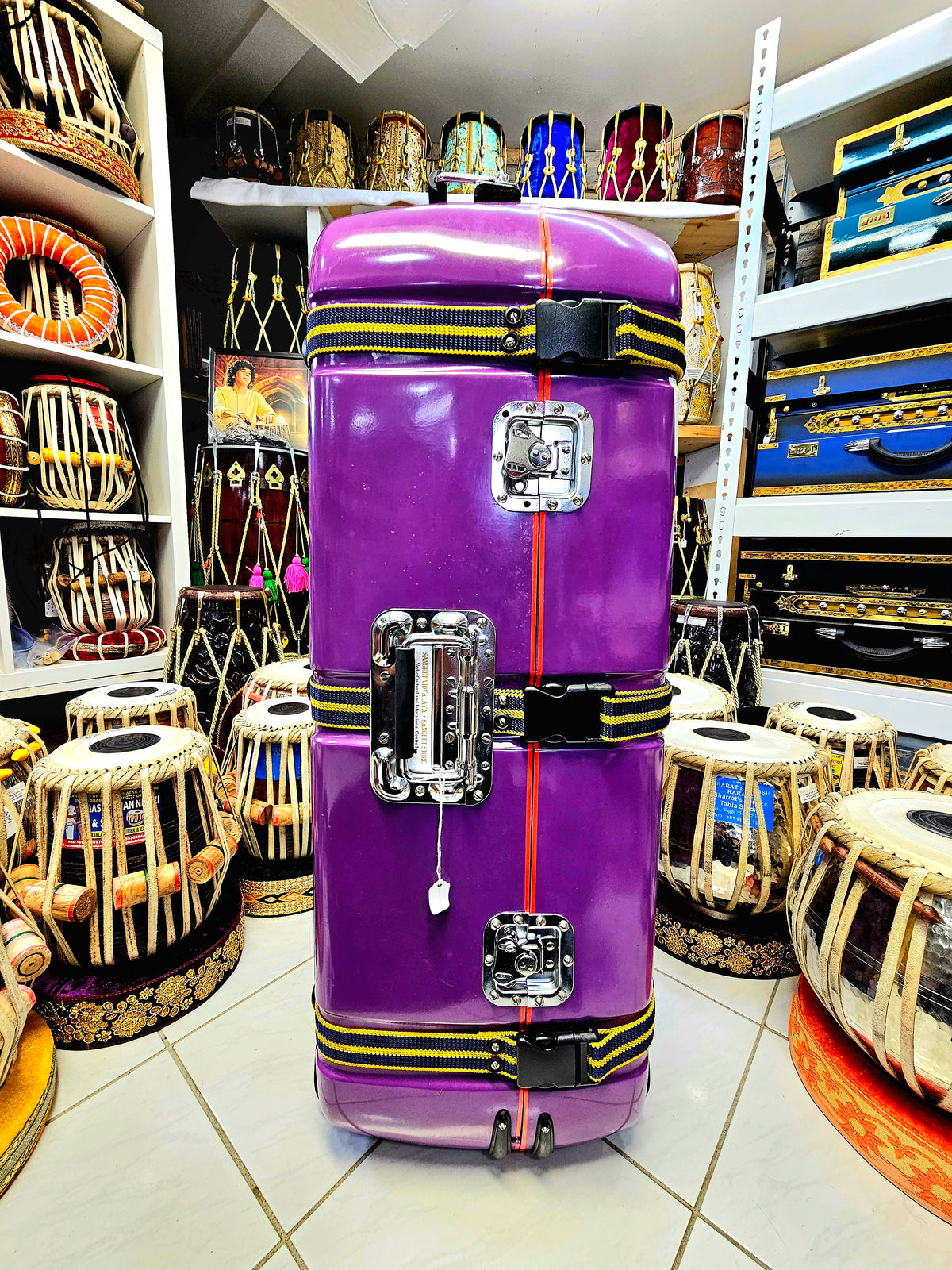 Gently Used: Vibrant Violet Trio Case: Purple 3-Piece Tabla Case - Sangeet Store