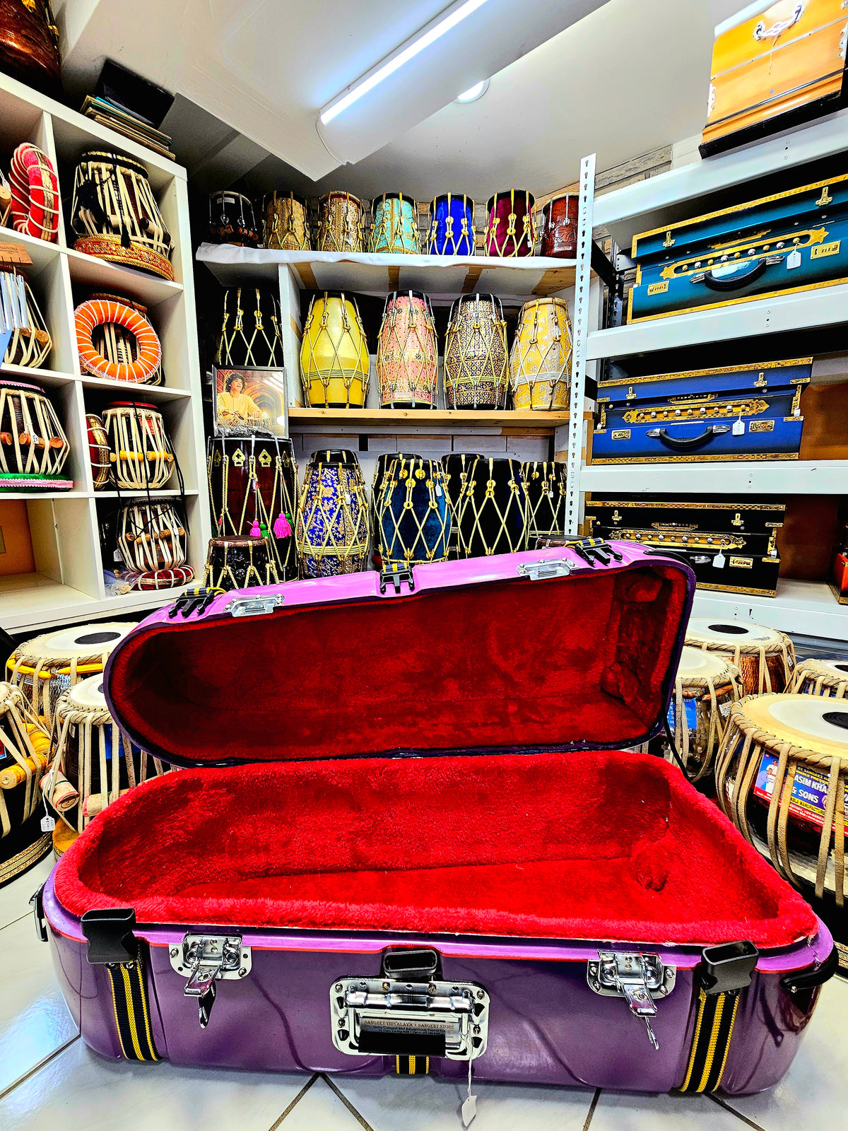 Gently Used: Vibrant Violet Trio Case: Purple 3-Piece Tabla Case - Sangeet Store