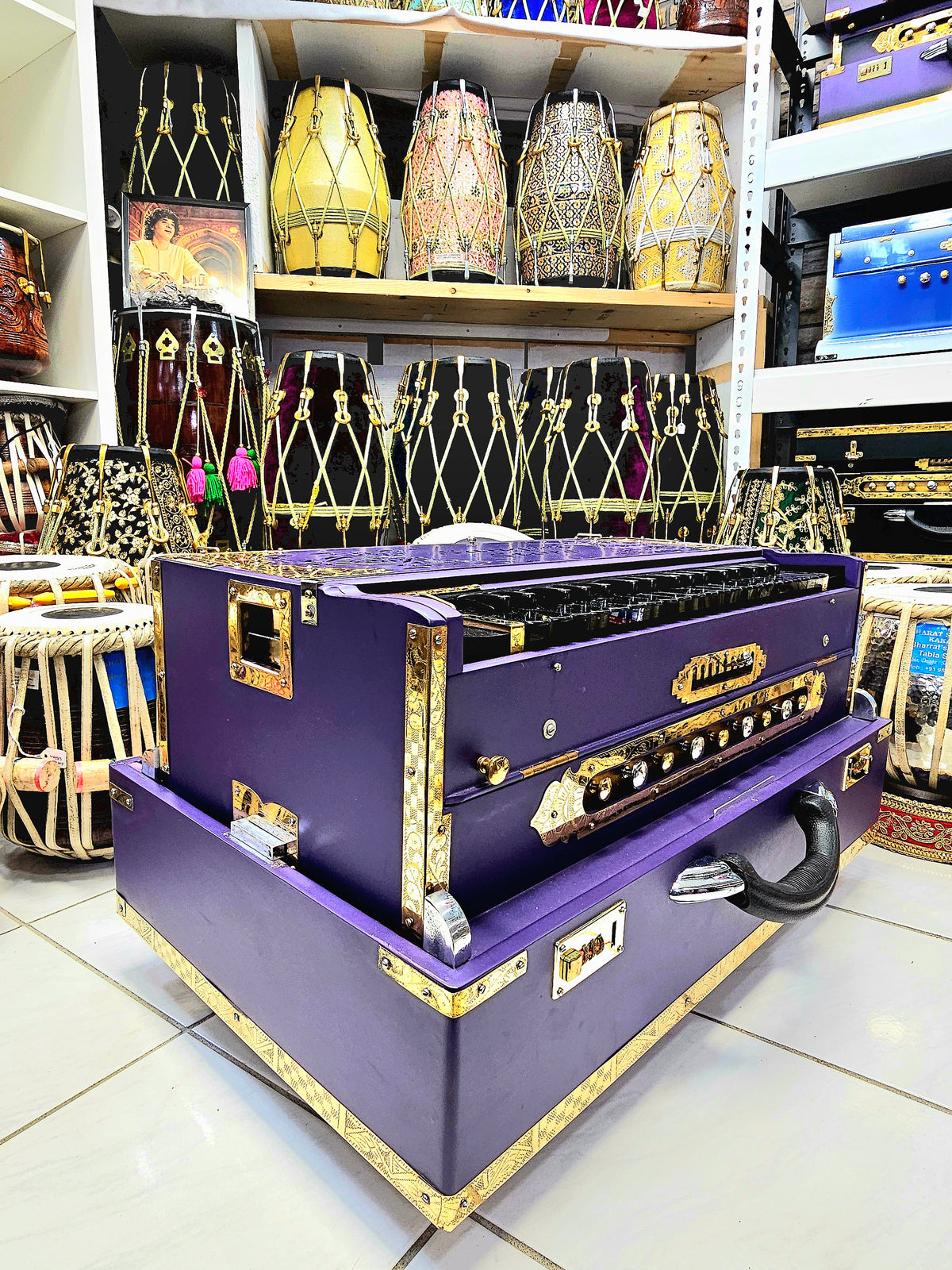 Royal Orchid Harmony: Matte Purple Sangeet Store 3 Reed BMF 9 Scale-Changer Harmonium with Ebony Keys *Very Minor Cosmetic Defects*