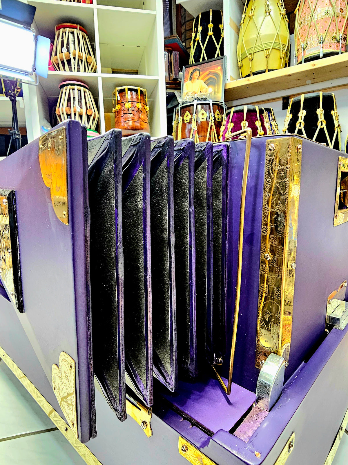 Royal Orchid Harmony: Matte Purple Sangeet Store 3 Reed BMF 9 Scale-Changer Harmonium with Ebony Keys *Very Minor Cosmetic Defects*