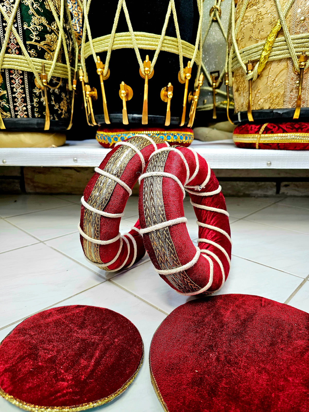 Crimson Earth Tabla Ring Set (Burgundy)