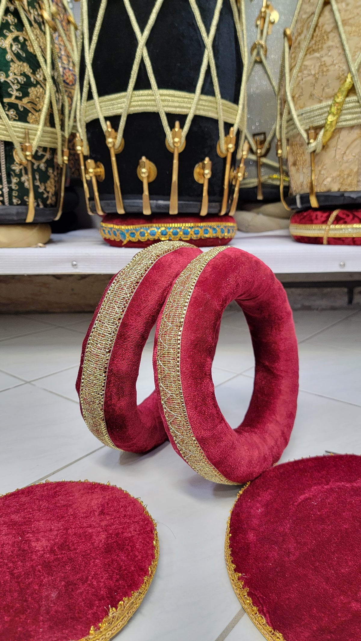 Majestic Burgundy & Gold Tabla Rings Set