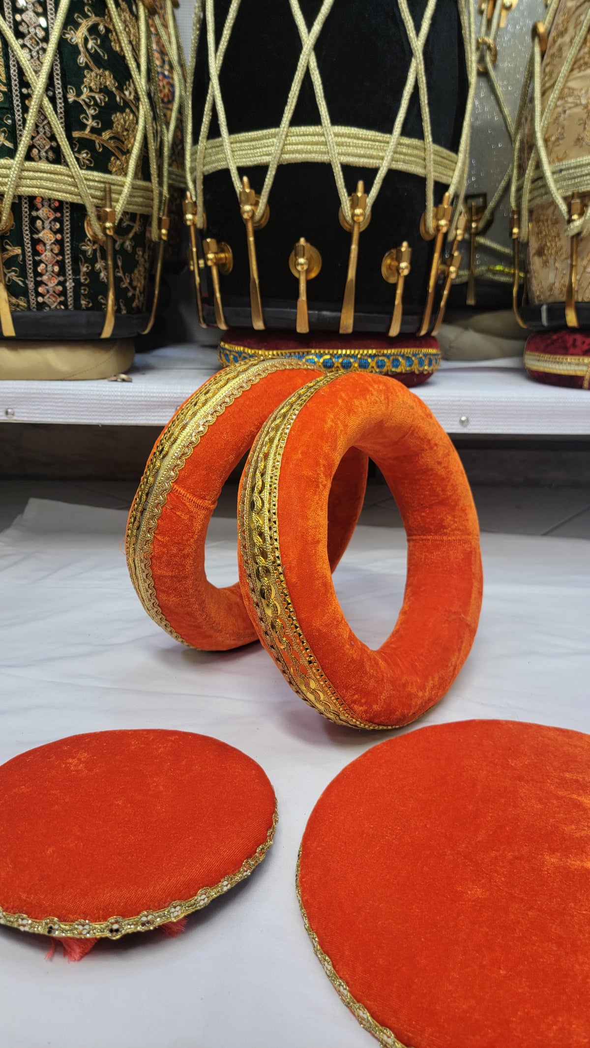 Surya Tabla Rings – Orange & Gold - Sangeet Store