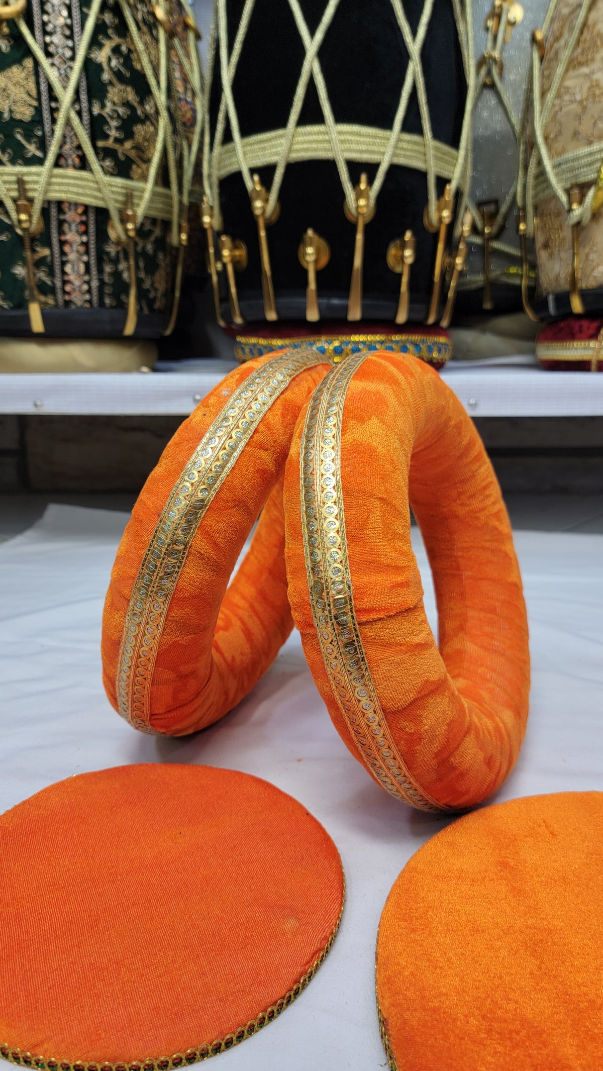 Vivid Tabla Rings – Orange & Gold (Minor Cosmetic Defects) - Sangeet Store