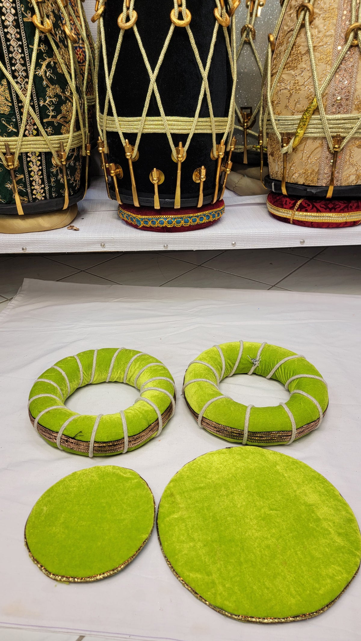 Citrus Tabla Rings – Lime Green with Bronze Accents - Sangeet Store