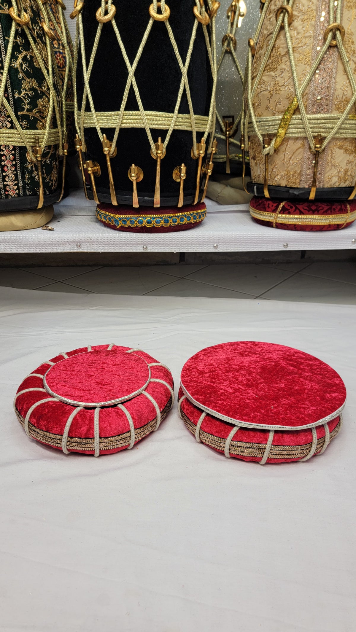 Ruby Tabla Rings – Bright Red with Pink Hue - Sangeet Store