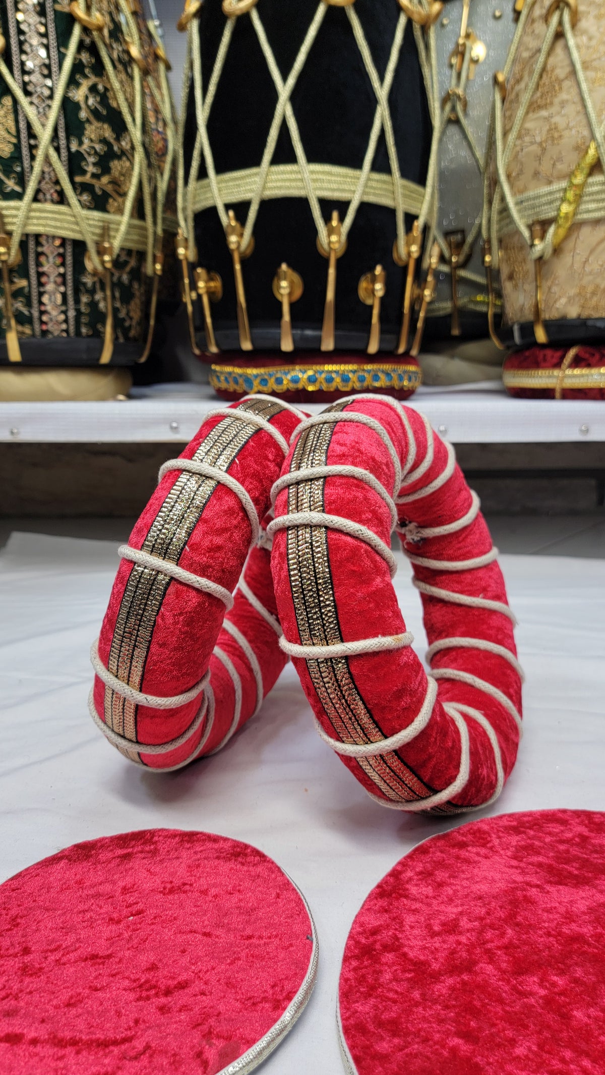 Ruby Tabla Rings – Bright Red with Pink Hue - Sangeet Store