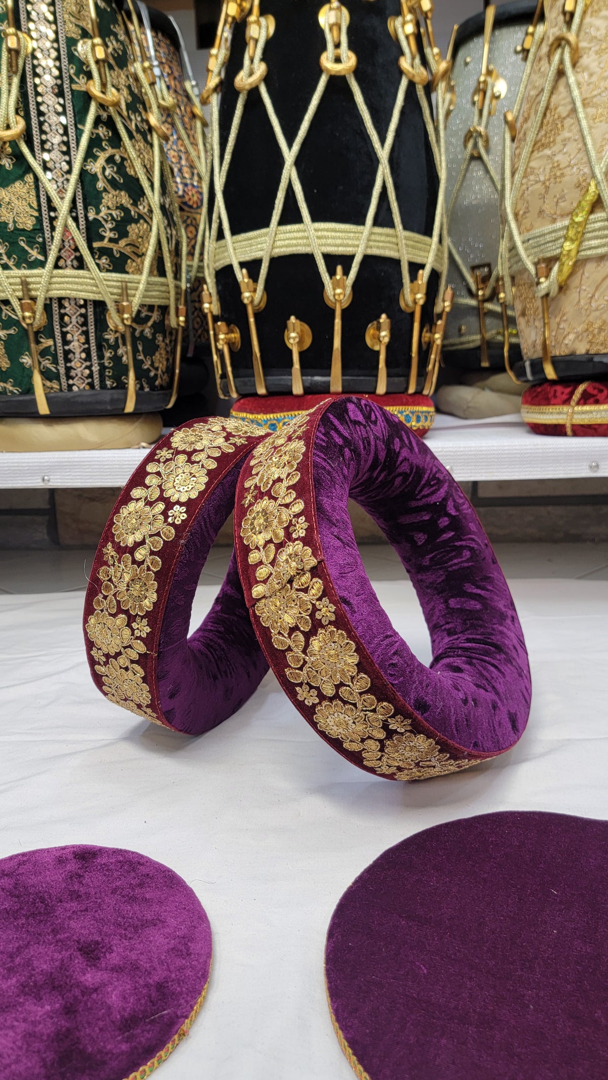 Imperial Purple Tabla Rings Set – Burgundy & Gold Design