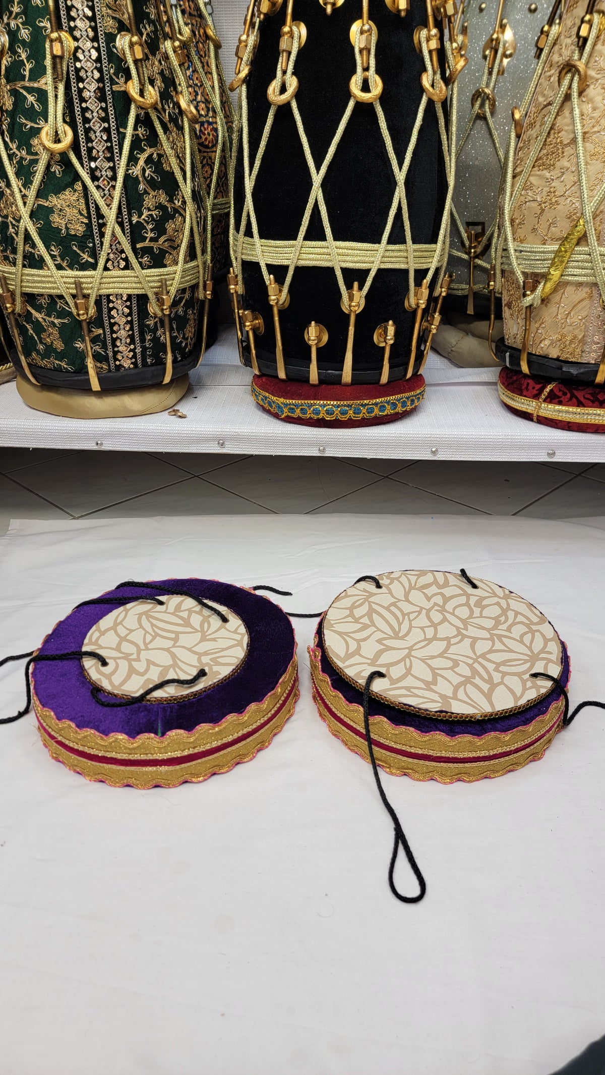Orchid Aura Tabla Rings Set – Purple with Gold & Pink (Minor Cosmetic Defects) - Sangeet Store