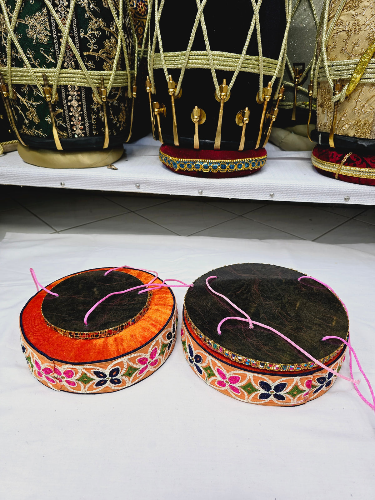 Sunrise Tabla Rings – Orange with Floral Accents (Minor Cosmetic Defects) - Sangeet Store