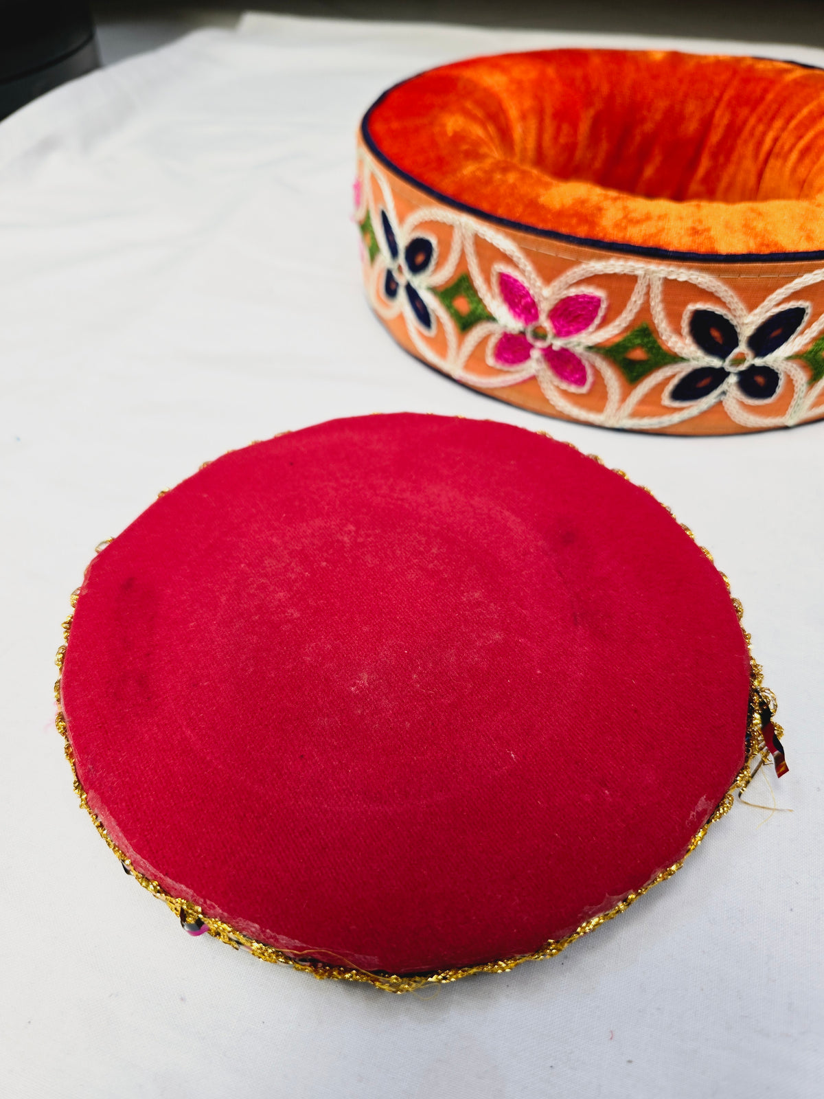 Sunrise Tabla Rings – Orange with Floral Accents (Minor Cosmetic Defects) - Sangeet Store