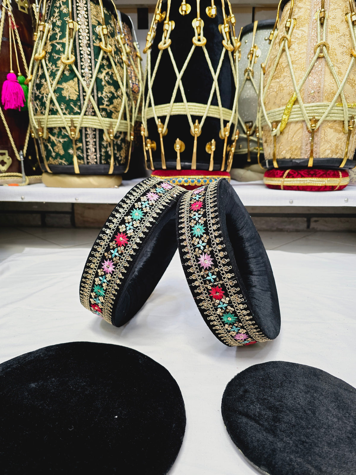 Midnight Luxe Tabla Rings – Premium Black with Gold & Multicolor Accents