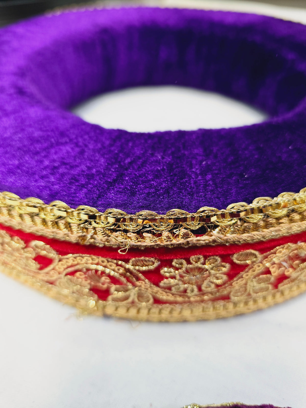 Royal Amethyst Tabla Rings – Premium Purple with Gold & Red Felt Design - Sangeet Store