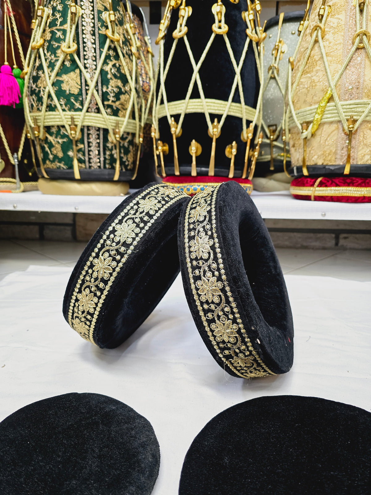 Midnight Gold Tabla Rings – Premium Black with Golden Design