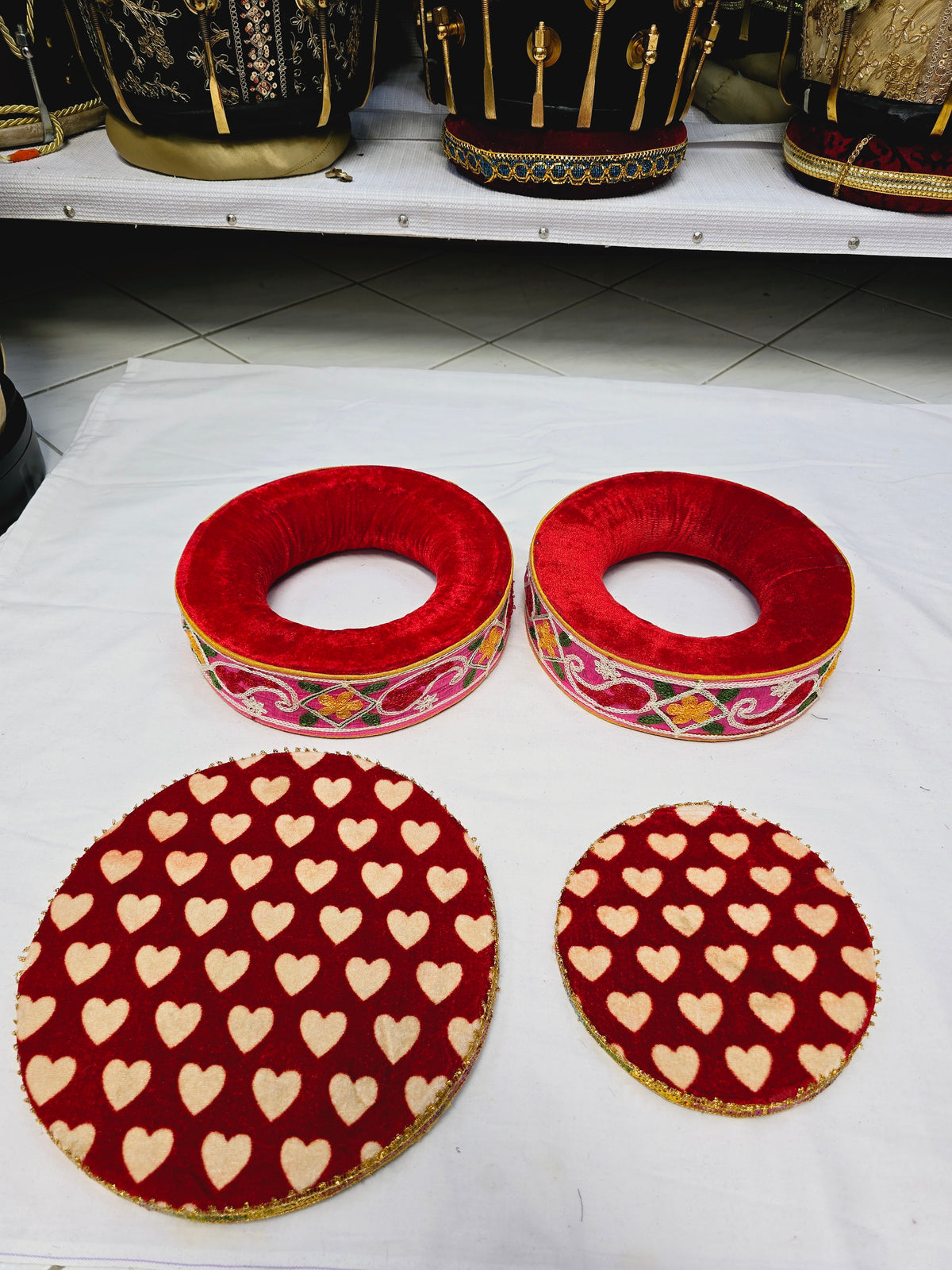 Scarlet Heart Tabla Rings – Premium Red with Floral & Heart Design (Minor Cosmetic Defects) - Sangeet Store