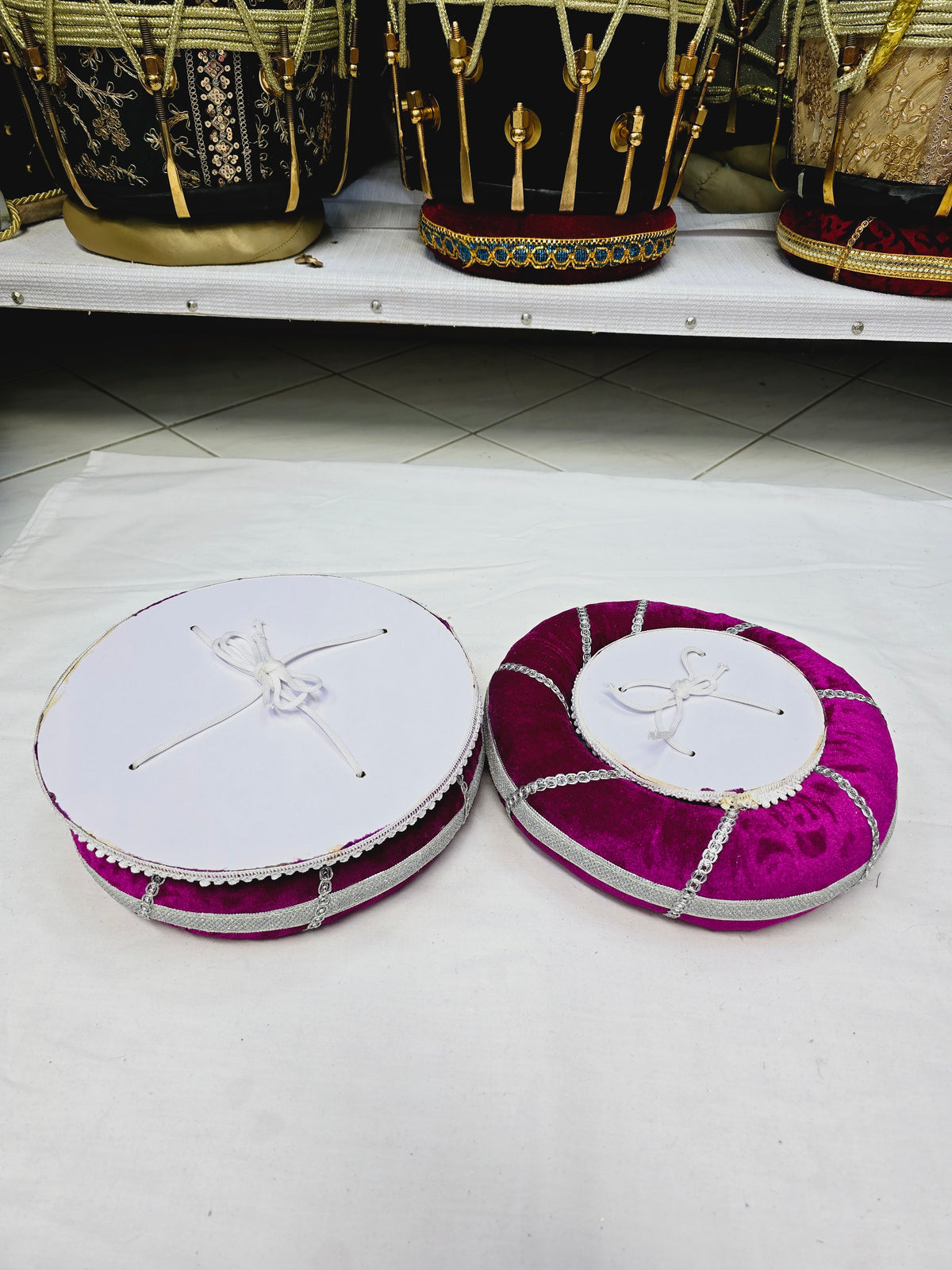 Aurora Magenta Tabla Rings – Magenta with Silver Accents *Minor Cosmetic Defects - Sangeet Store