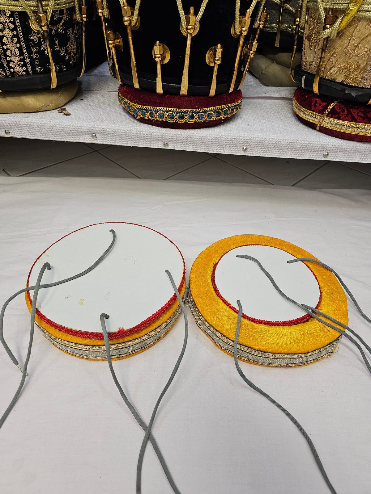 Golden Sunrise Premium Tabla Ring Set (Yellow, Cosmetic Defects) - Sangeet Store