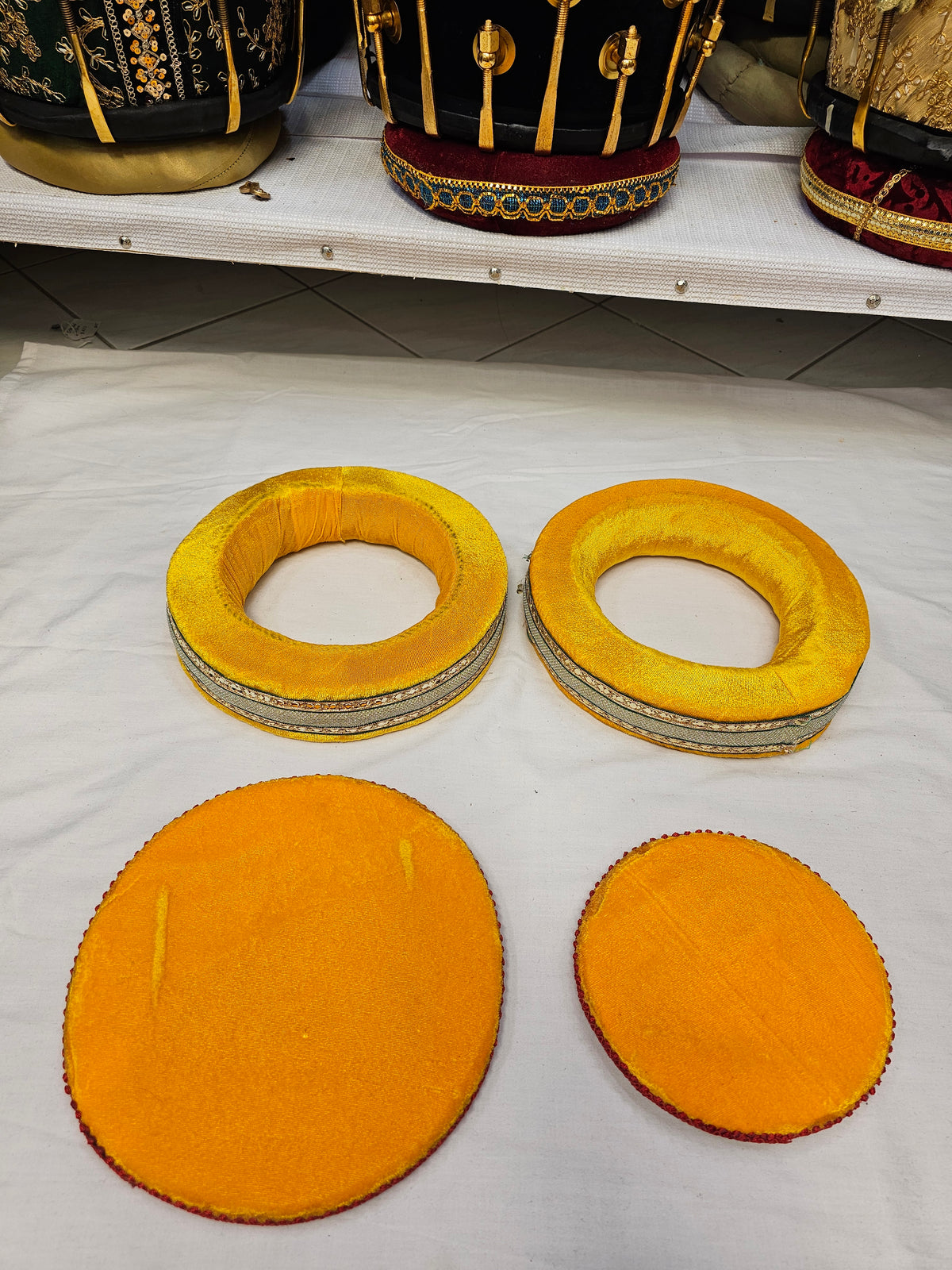 Golden Sunrise Premium Tabla Ring Set (Yellow, Cosmetic Defects) - Sangeet Store