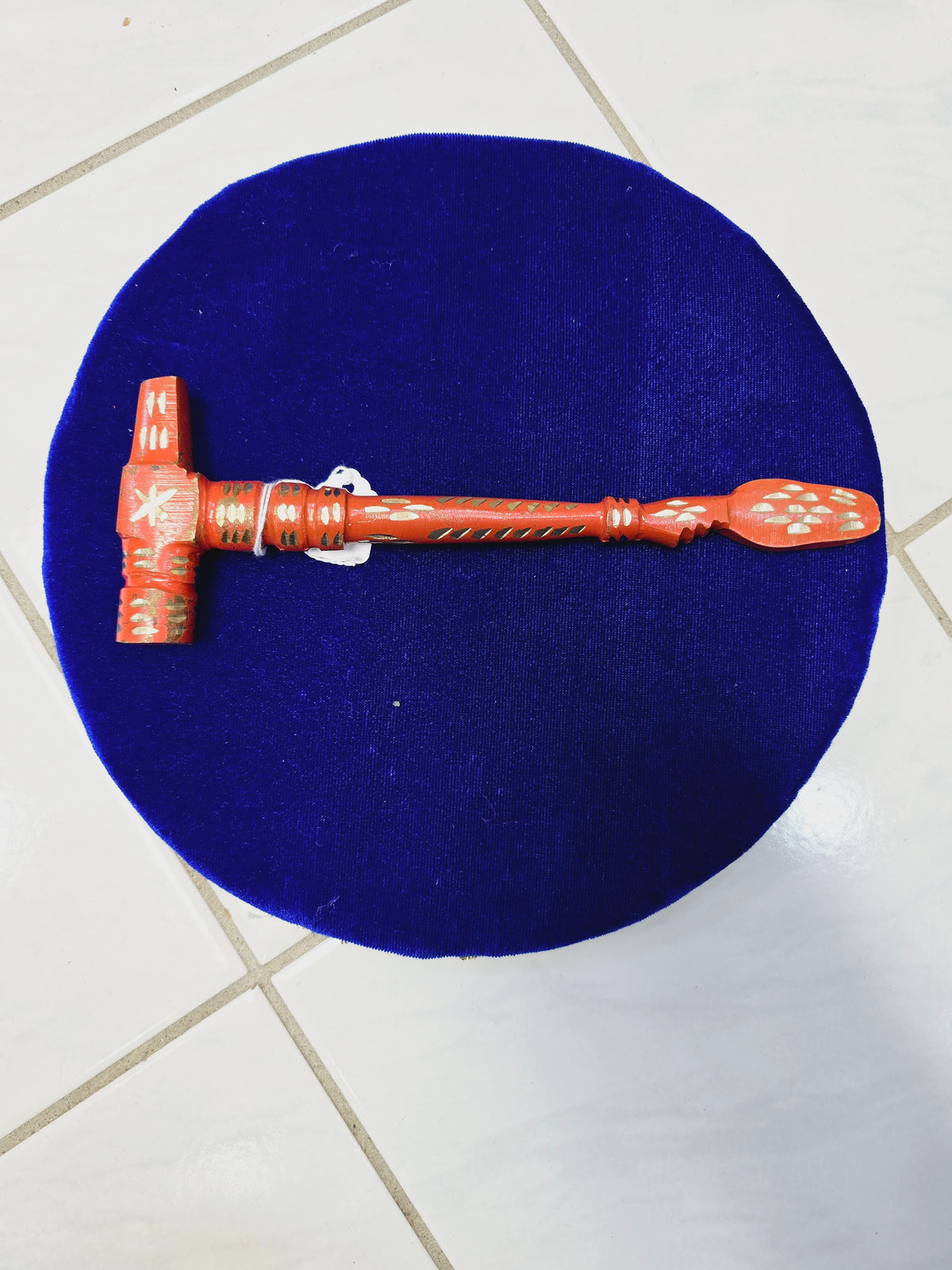 FlameGlow Orange Tabla Hammer – Gold Accents with Round Head - Sangeet Store