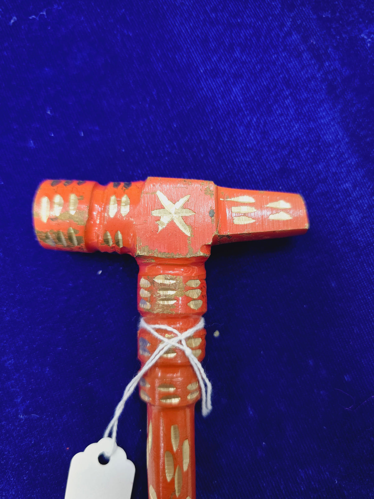 FlameGlow Orange Tabla Hammer – Gold Accents with Round Head - Sangeet Store