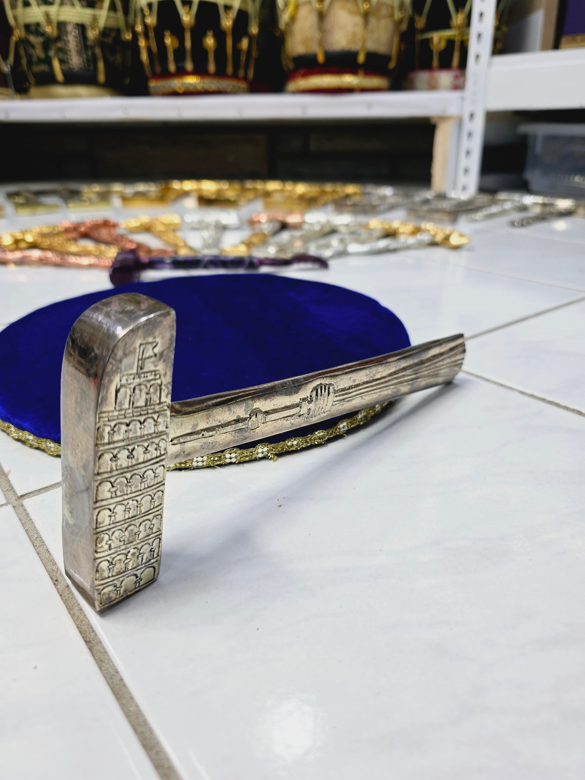 World Wonders Silver Tabla Hammer – CN Tower & Leaning Tower of Pisa Engraving - Sangeet Store