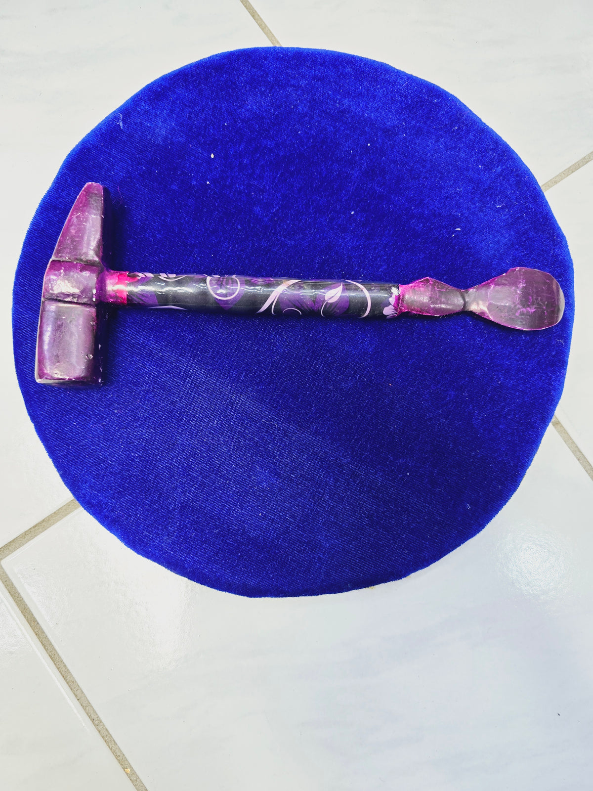 Violet Bloom Tabla Hammer – Floral Design with Curved End