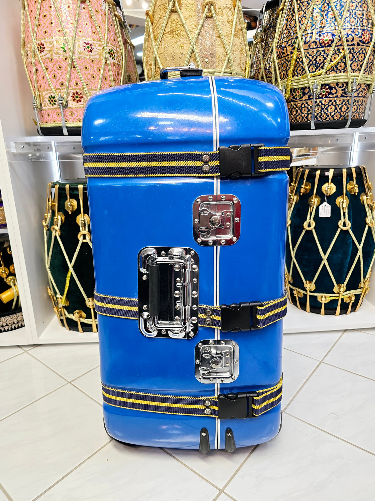 Rhythm Rover: Blue Tabla/Dholak Case with Fixed Wheels (Minor Cosmetic Defects) - Sangeet Store