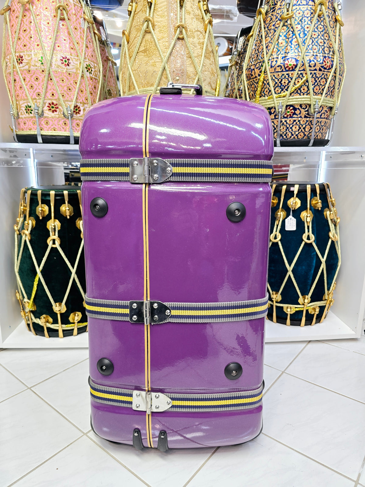 Royal Rhythm: Purple Tabla/Dholak Case with Fixed Wheels (Cosmetic Defects) - Sangeet Store