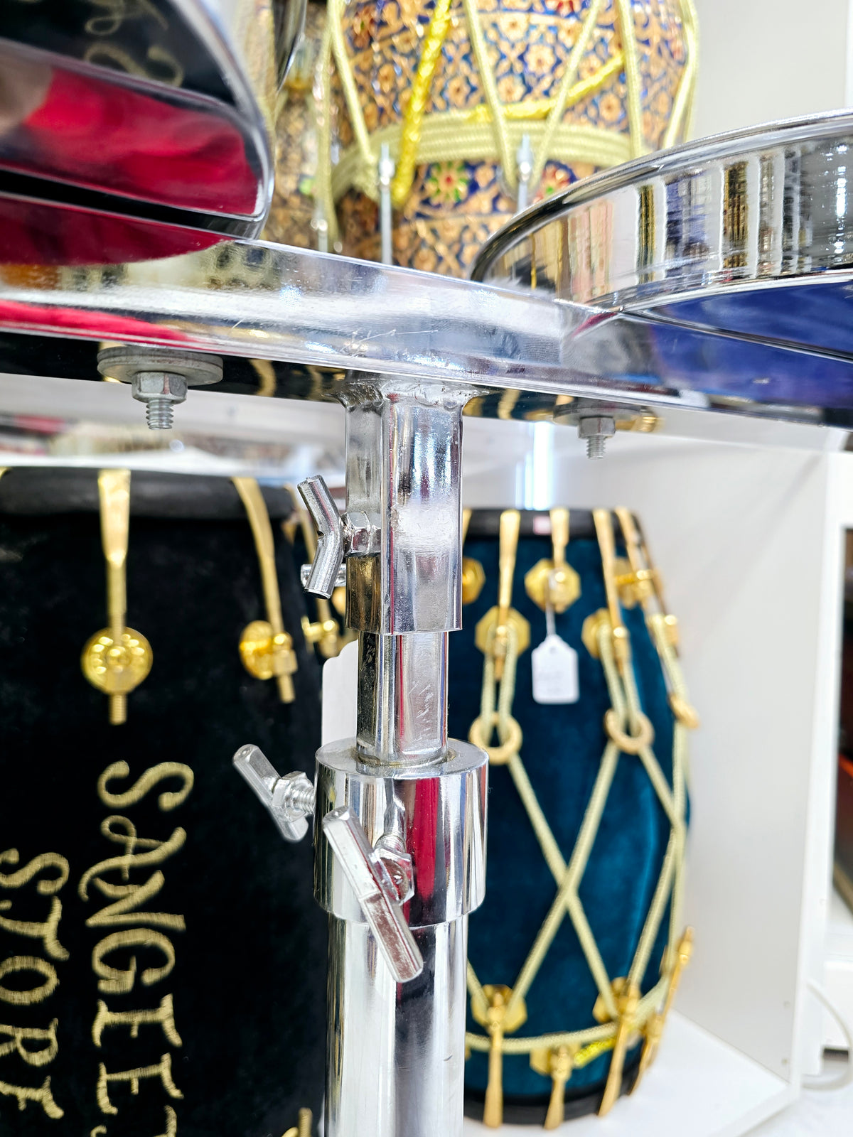 Rhythm Craft Silver Swivel Tabla Stand - Deluxe Edition (Minor Cosmetic Defects) - Sangeet Store