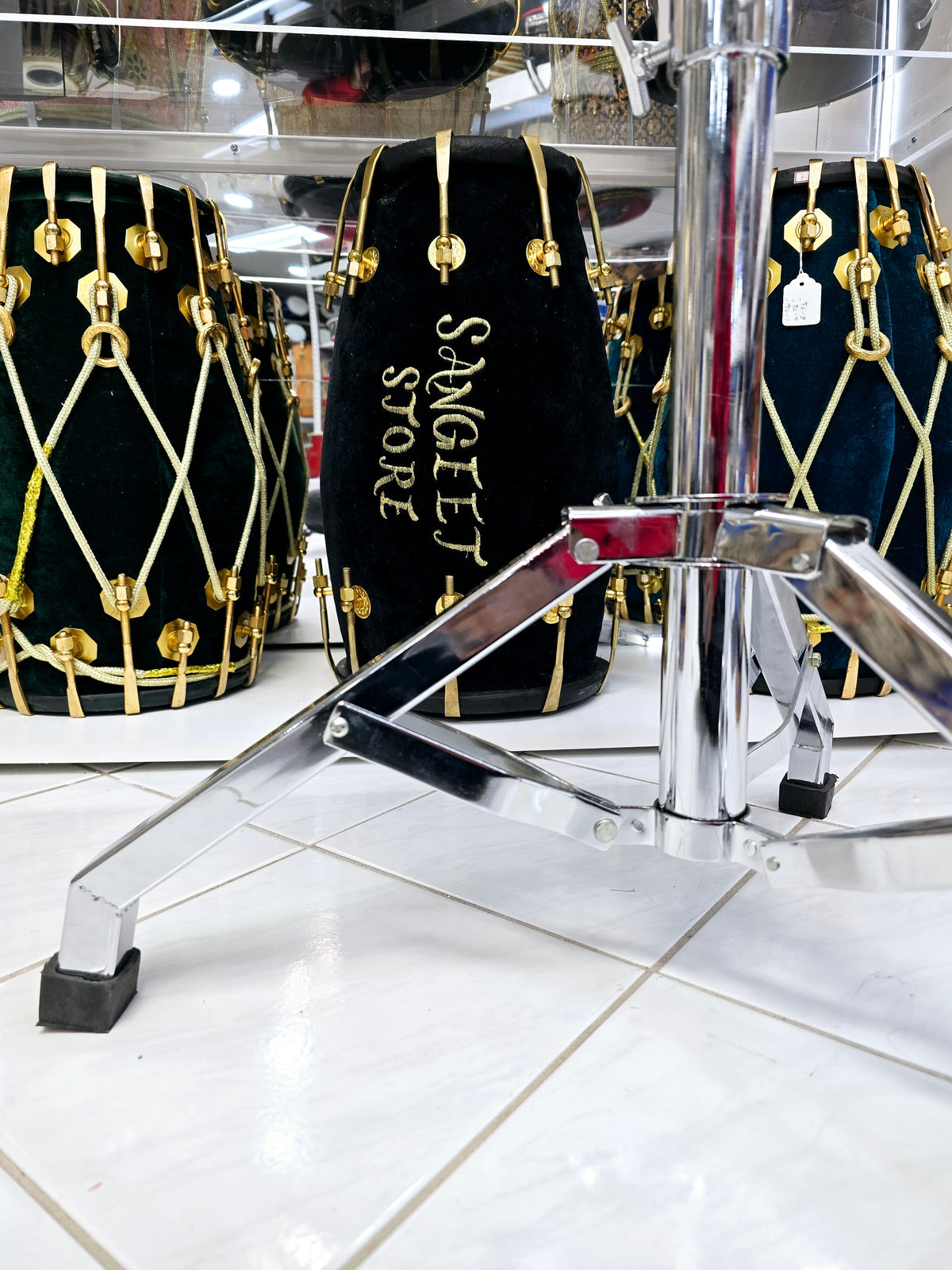 Rhythm Craft Silver Swivel Tabla Stand - Deluxe Edition (Minor Cosmetic Defects) - Sangeet Store