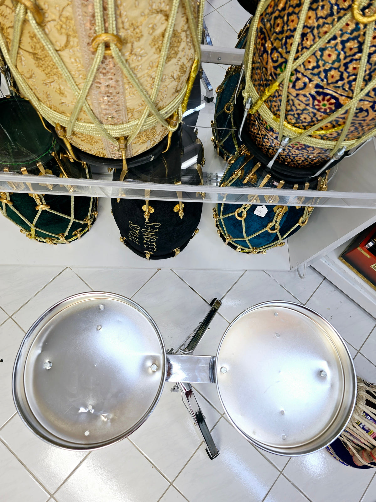 Rhythm Craft Silver Swivel Tabla Stand - Deluxe Edition (Minor Cosmetic Defects) - Sangeet Store