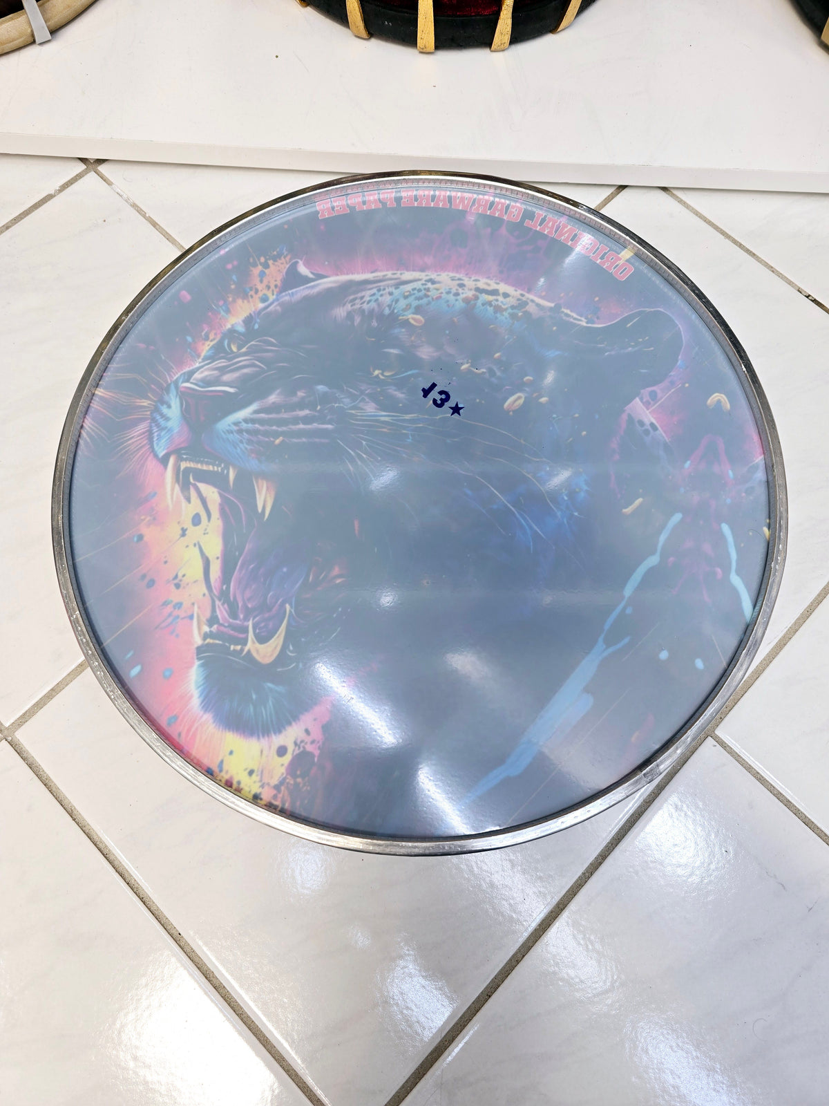 Vibrant Blaze 13" Dhol Treble Skin – Explosive Tiger Design - Sangeet Store