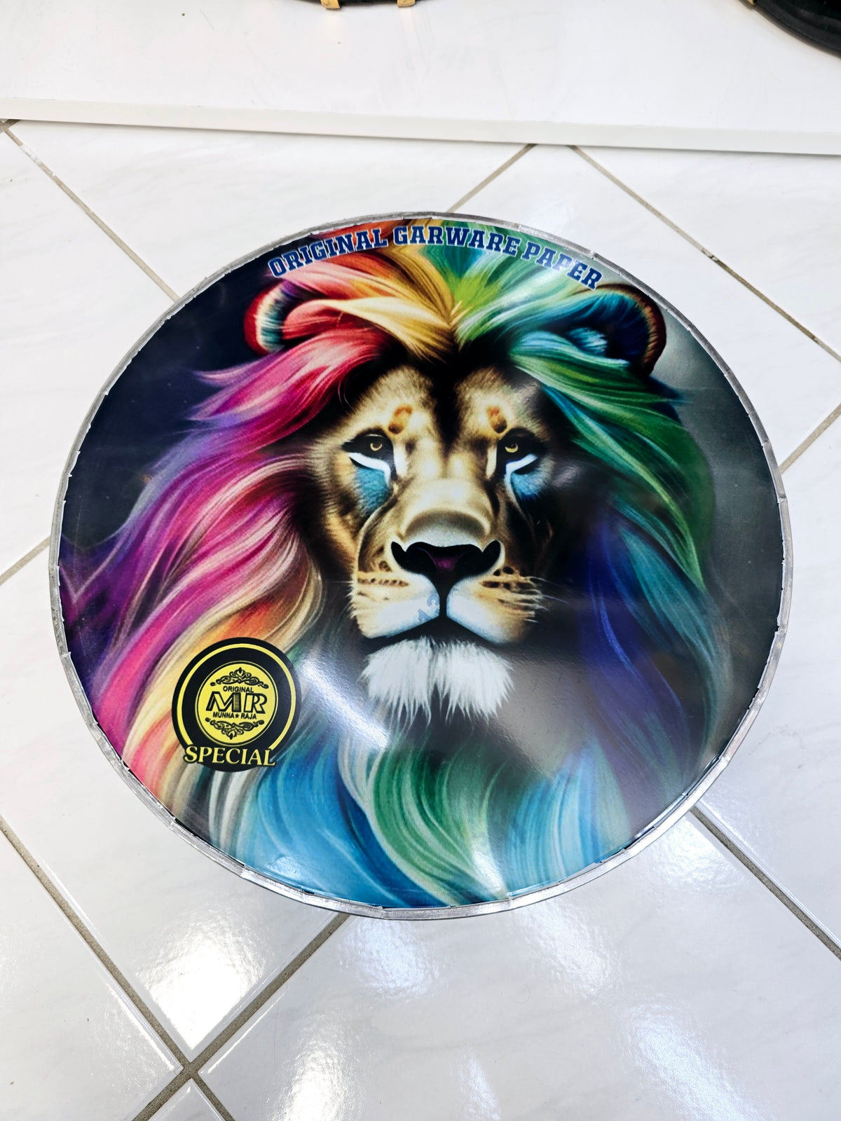 Majestic Mane 13" Dhol Treble Skin – Lion with Colorful Hair - Sangeet Store