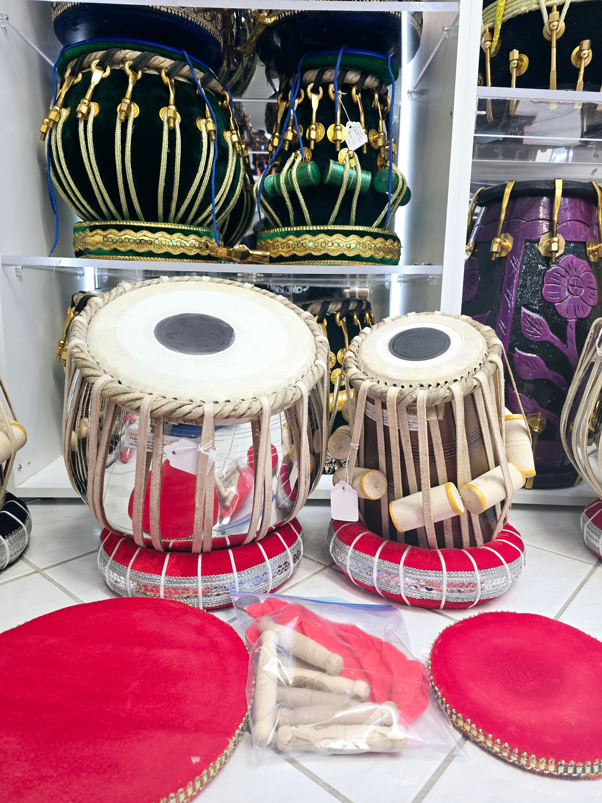 Swar Mitra Semi-Pro Tabla Set - 5" Red Sheesham F Dayan & 9.25" 3.2kg Steel Bayan *Very Slight Hissing